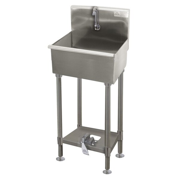 1 Stat 16 Ga. 304 SS Floor Mt Square Corner Sink - Toe-push Operated